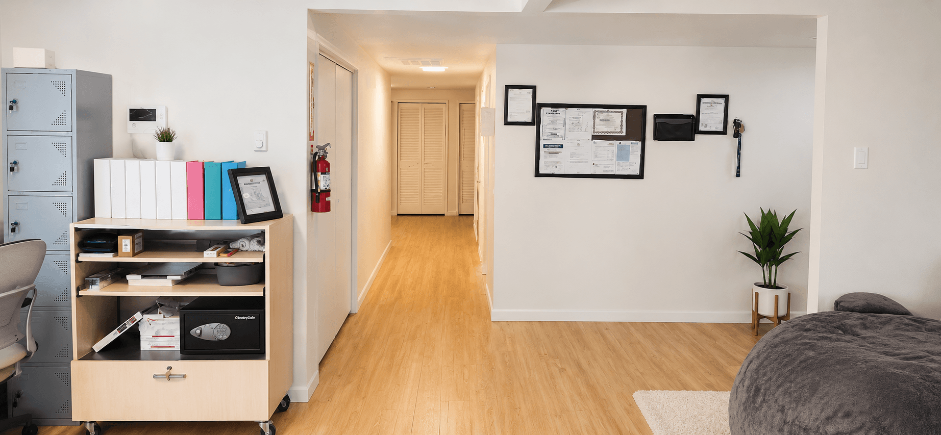 Hallway and posted home information