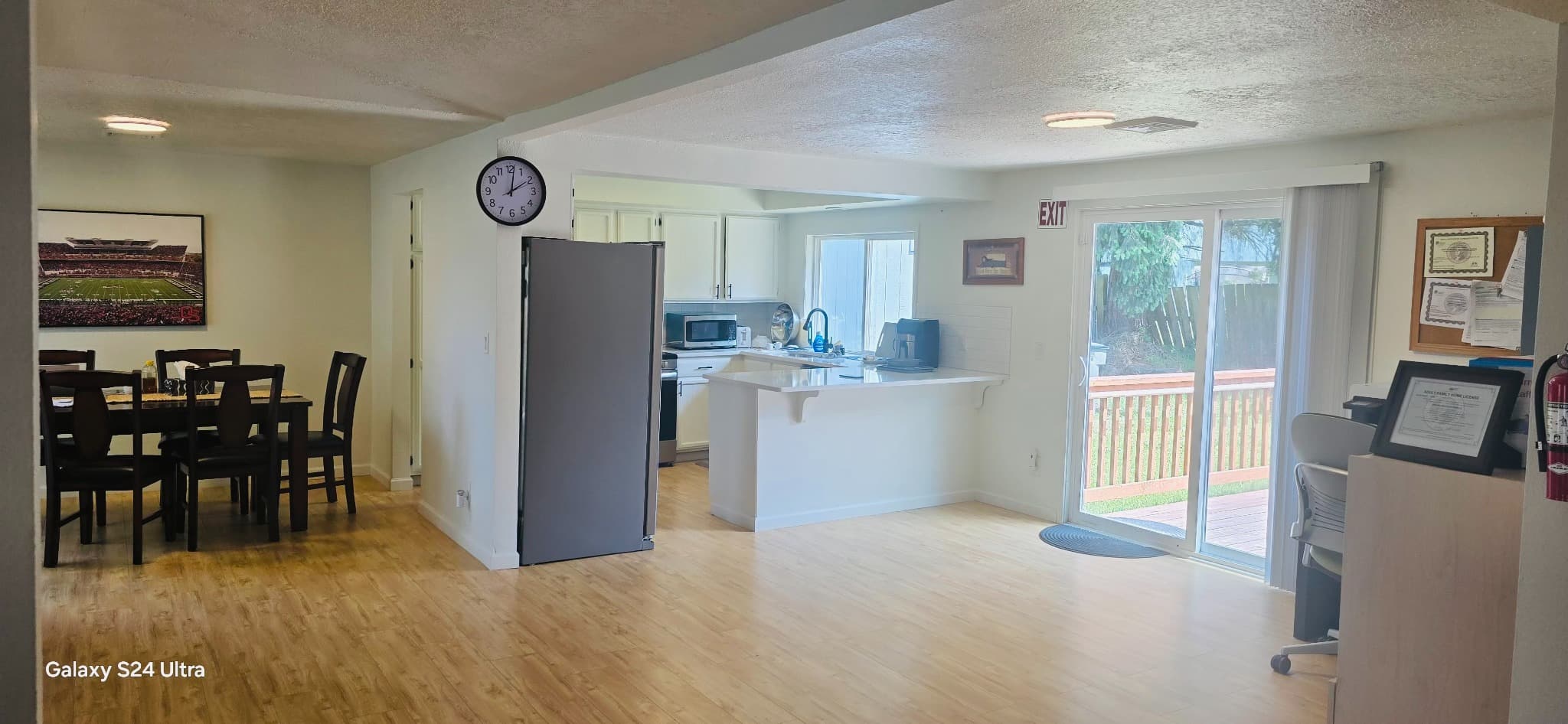 Open kitchen and dining area
